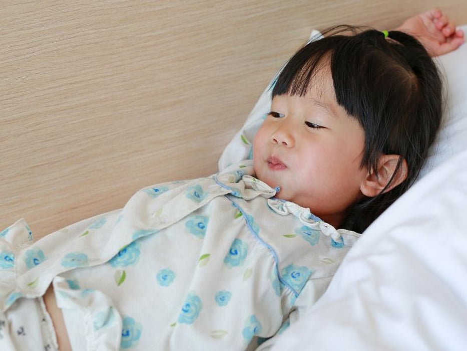 preschooler in bed