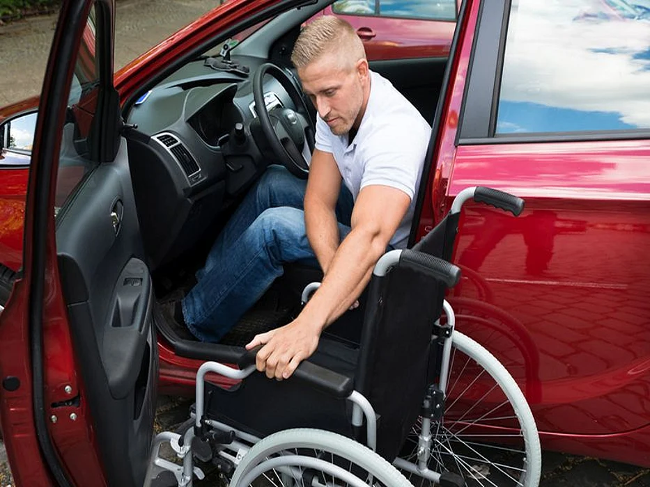 handicapped man in car