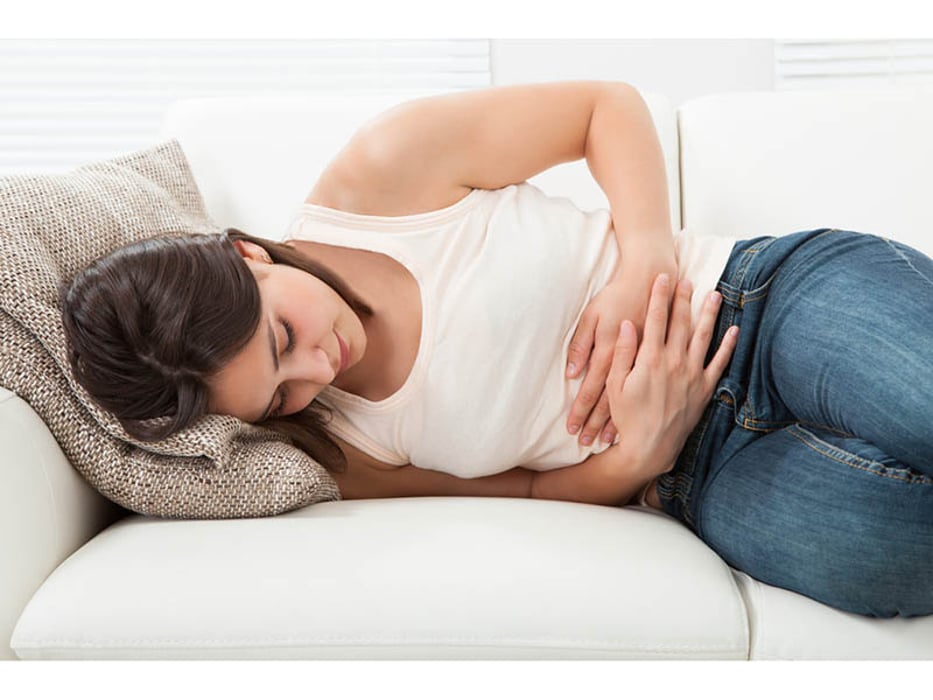 woman with stomach ache
