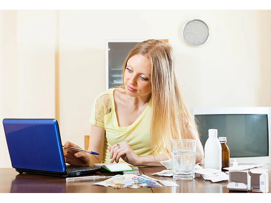 woman using computer
