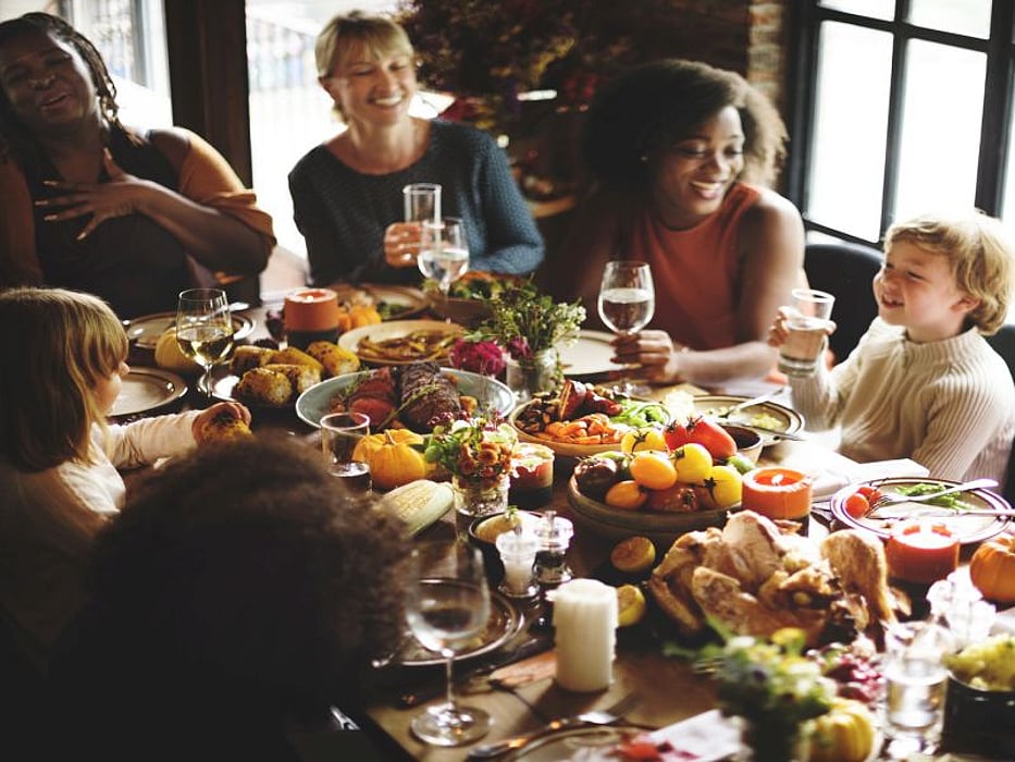 Family celebrating Thanksgiving dinner