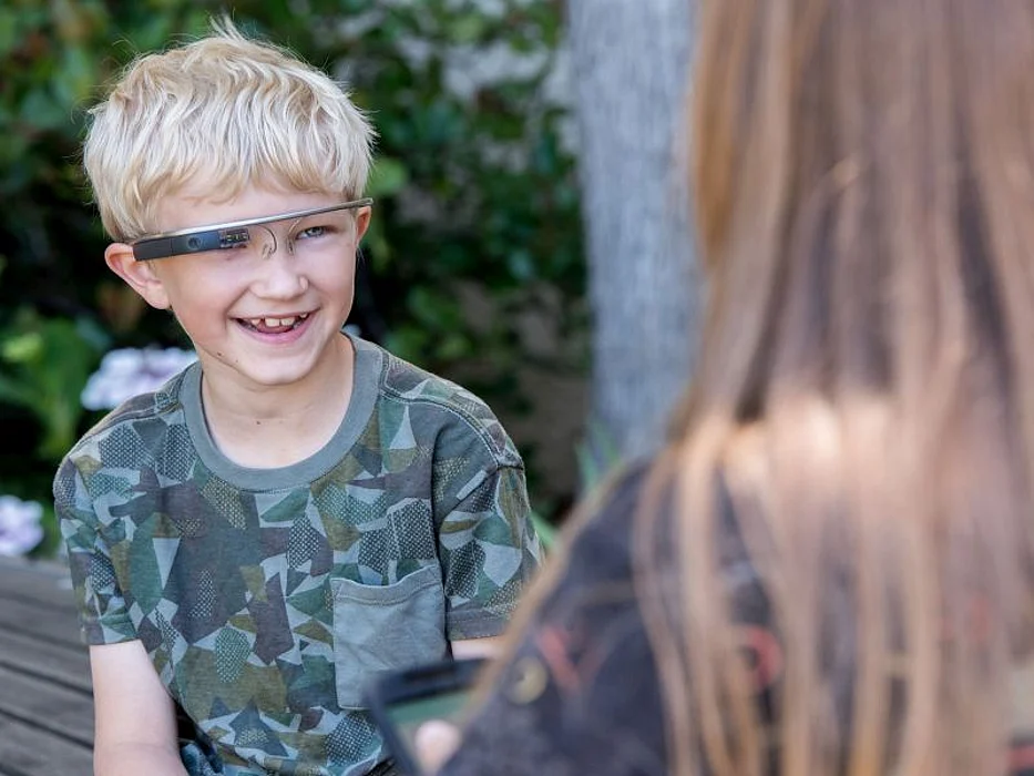 Alex talks with mom while wearing Google Glass