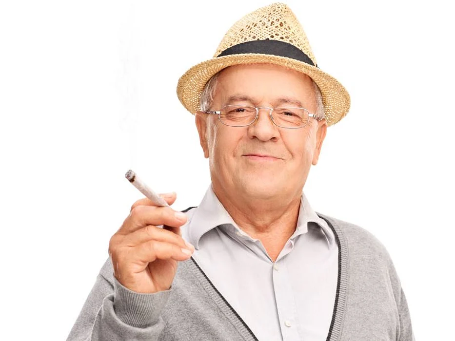 Baby boomer smoking marijuana