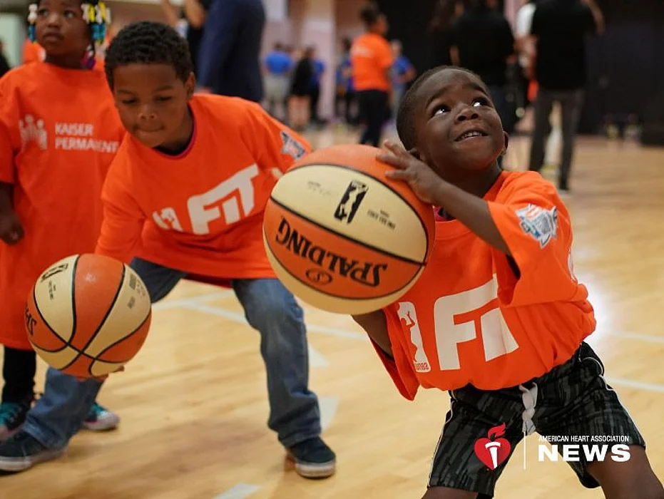 Kids practice at one of the WNBA\'s FIT Clinics.