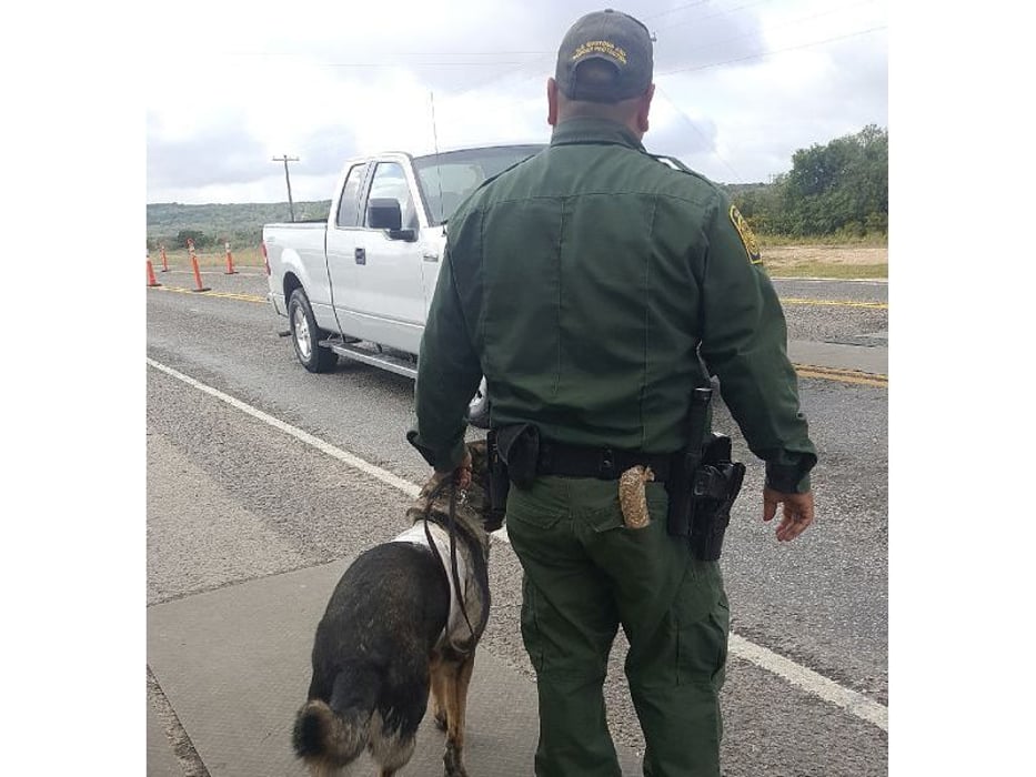 Border patrol agent and dog