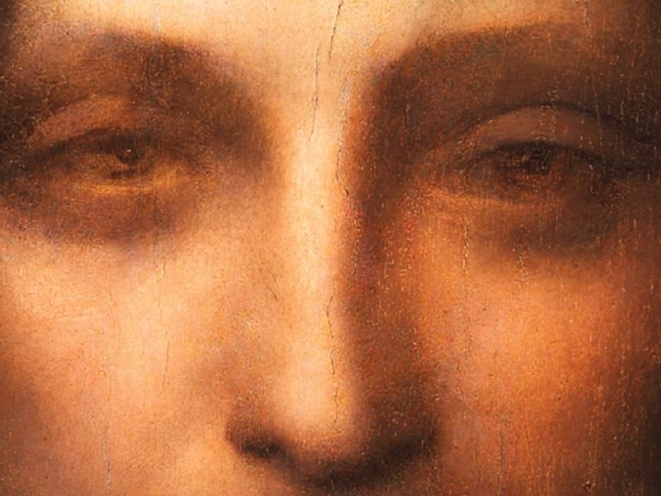 Salvator Mundi by da Vinci, face detail