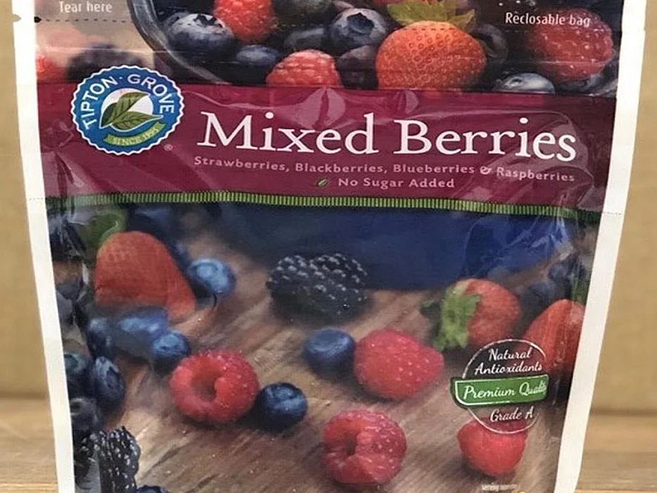 a frozen bag of mixed berries