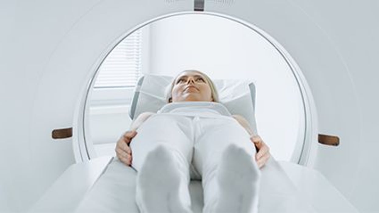 a woman in the MRI scanner