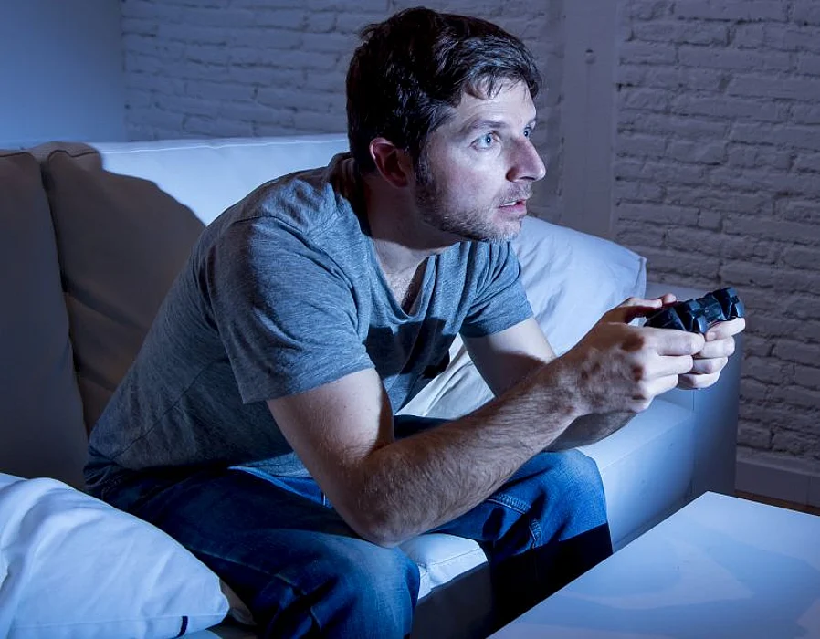 Man playing video games