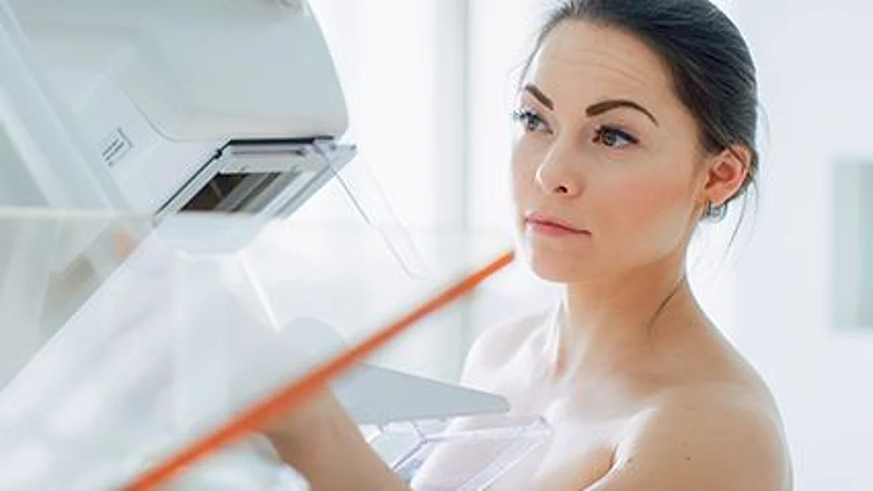 a woman during mammography
