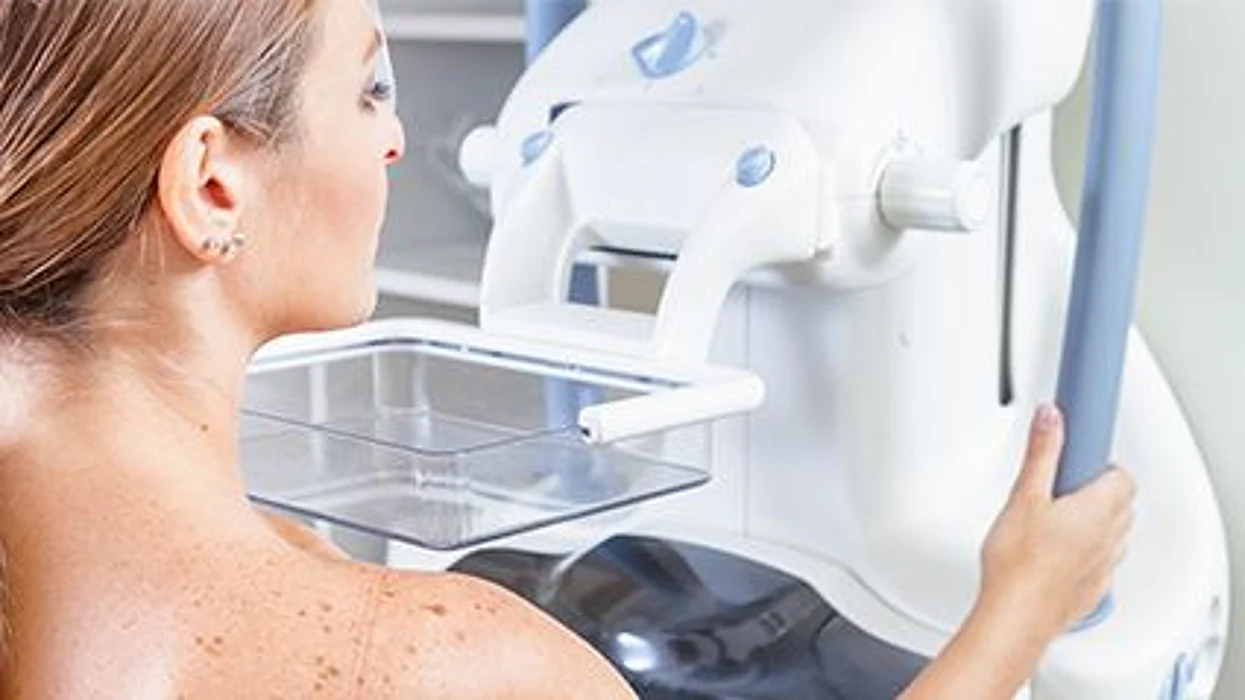 a woman during mammogram scan