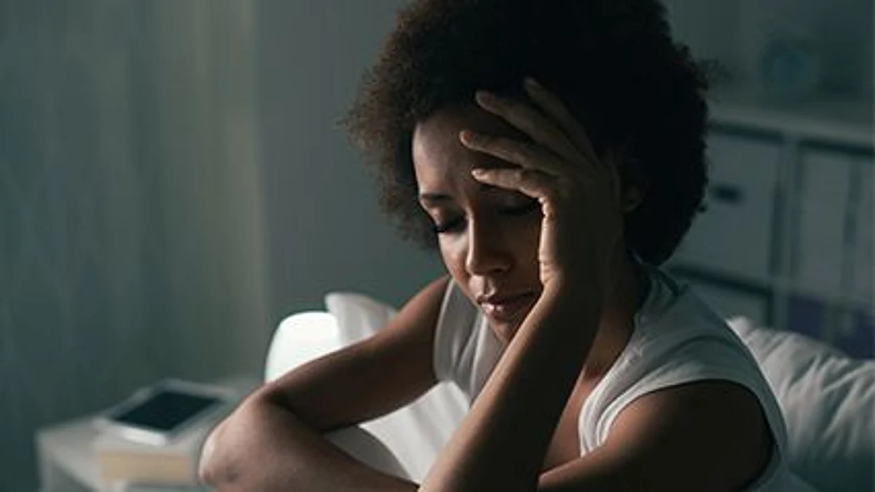 a woman looking stressed