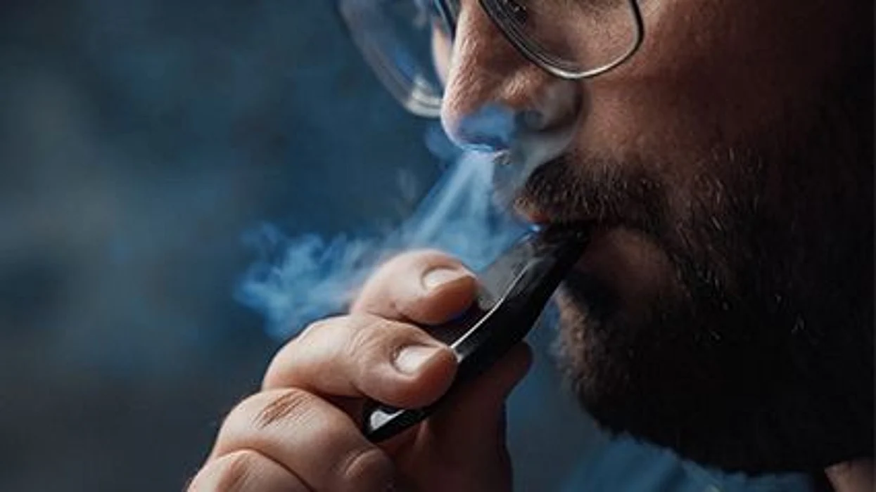 a person smoking e-cigarette