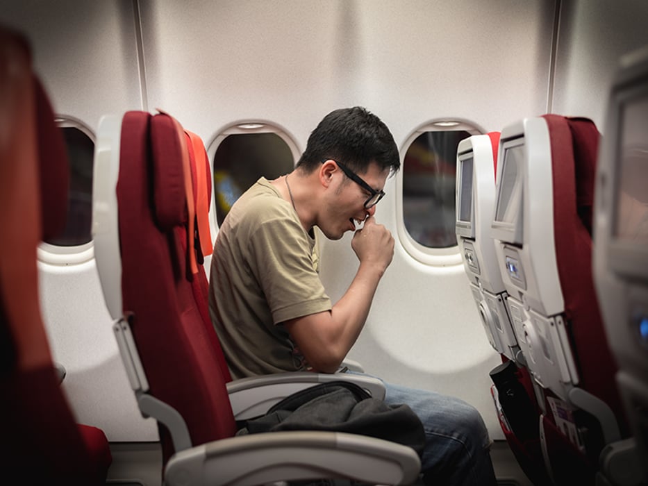 Man get sick during travel on airplane