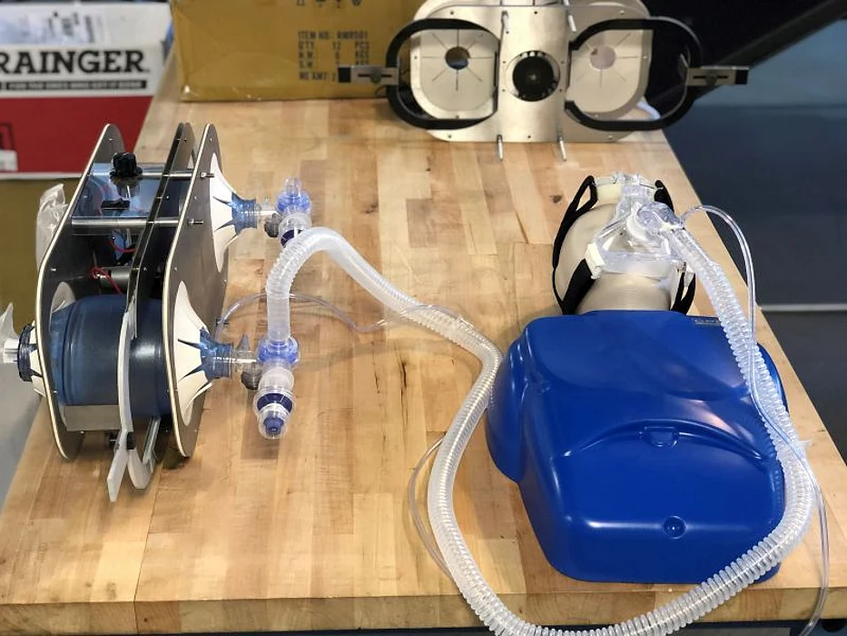 The makeshift ventilator. Photo: Shannon Yee, Georgia Tech