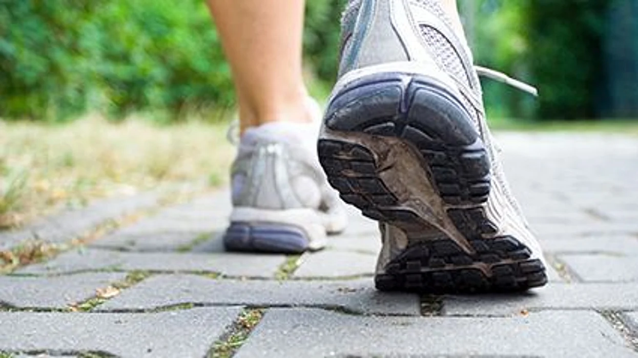 sneakers on a walking person