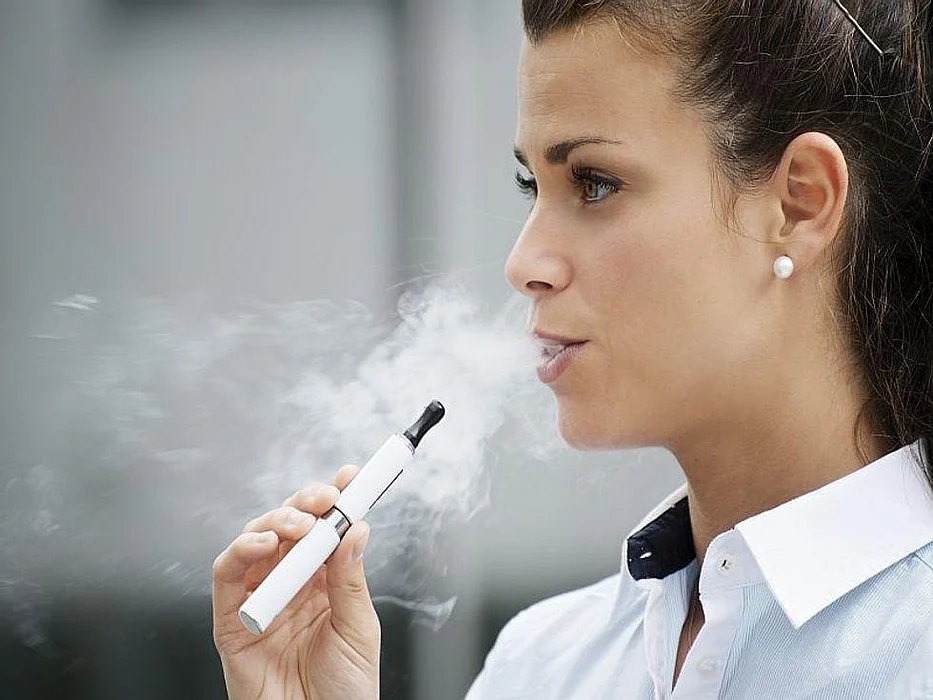 smoking an e-cigarette