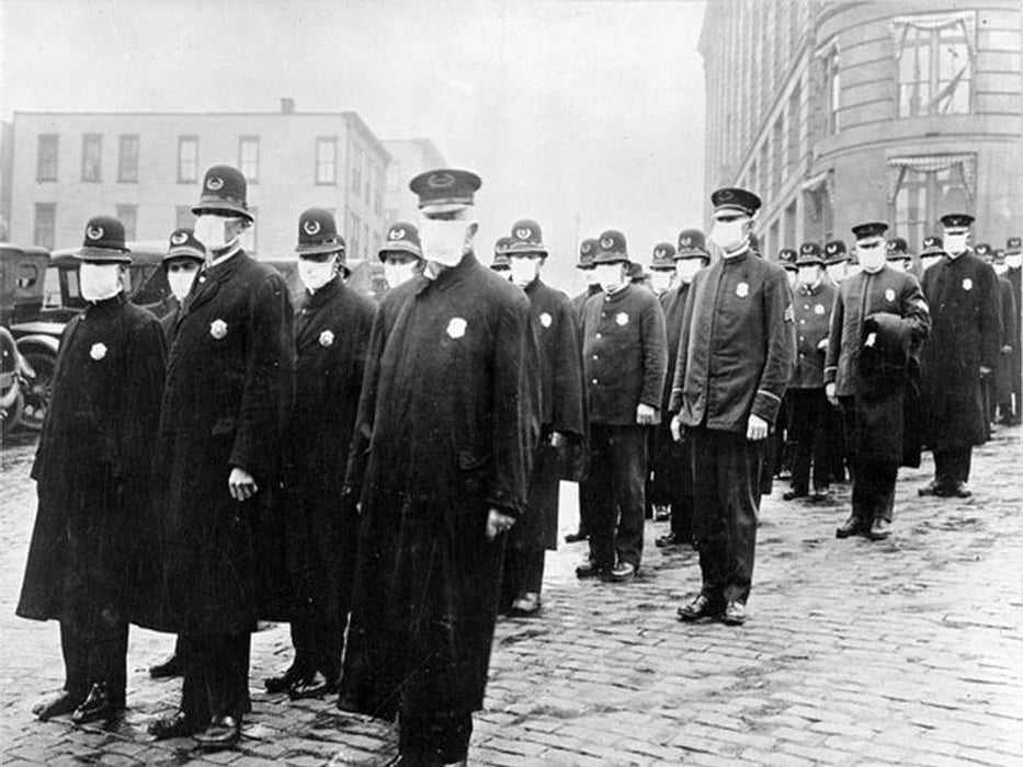 Policemen in Seattle wearing masks during the 1918 influenza epidemic.