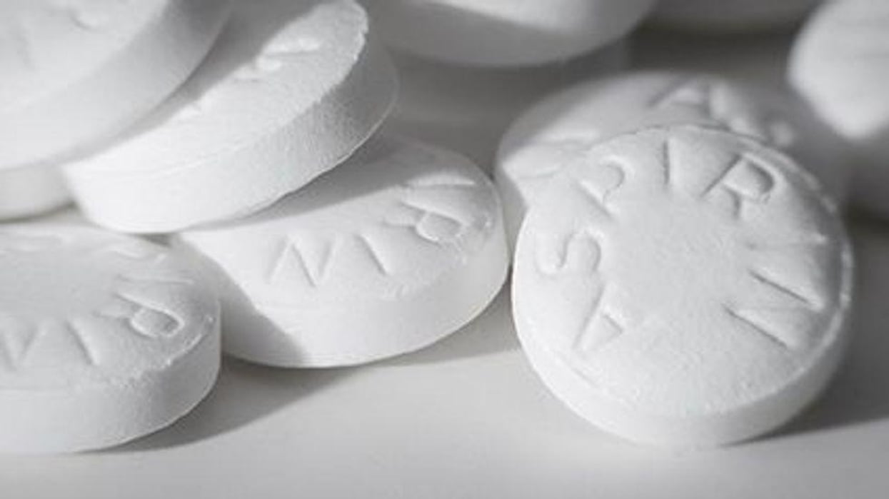 White round pills of aspirin