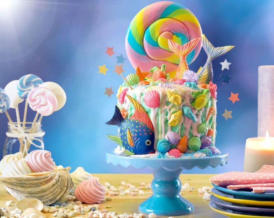 colorful cake on the festive table
