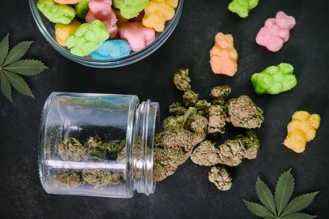 Medicated Chewy Edibles With Cannabis Buds