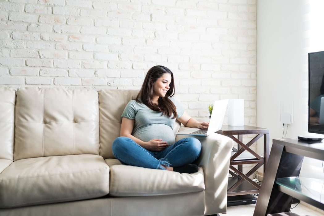 Pregnant woman having a telehealth visit